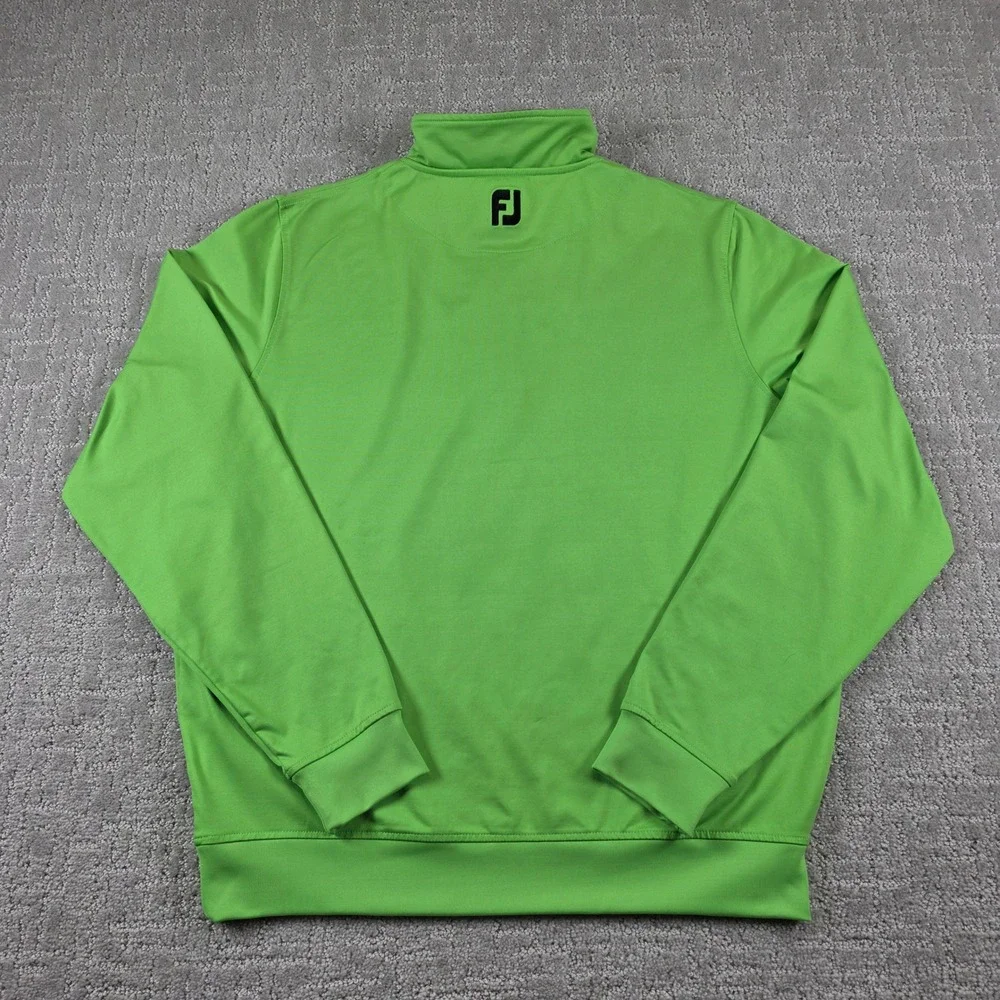 FootJoy Mens Medium Lime Green Quarter Zip Golf Pullover Performance Mock Neck